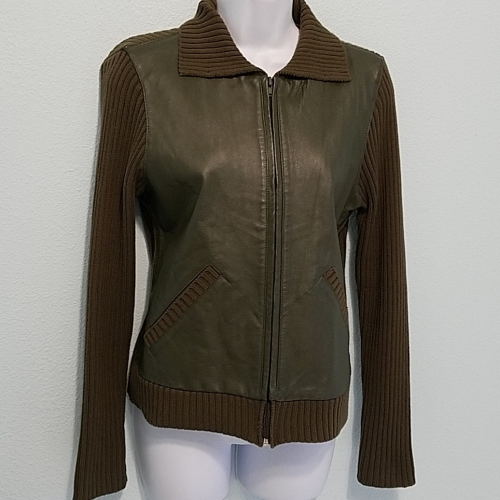 Lauren Hansen Size M 100% Leather Front Jacket/Sweater